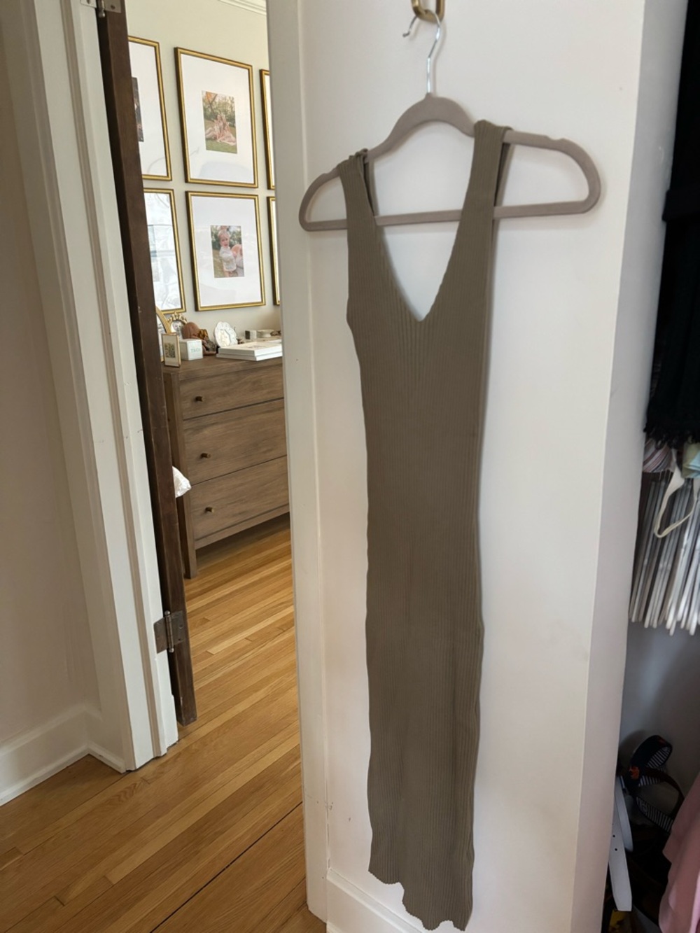 Forever 21 Olive Ribbed V-Neck Midi Bodycon Dress